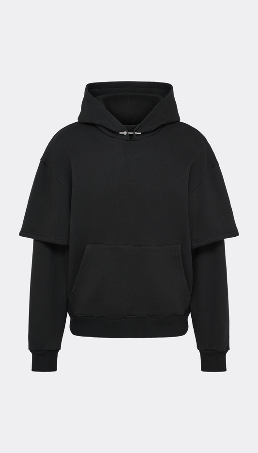 Black Haderlump Hoodie with screw detailing