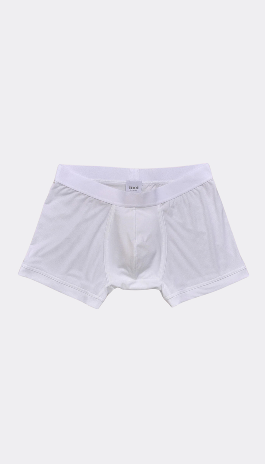 White trunk boxers on a grey background