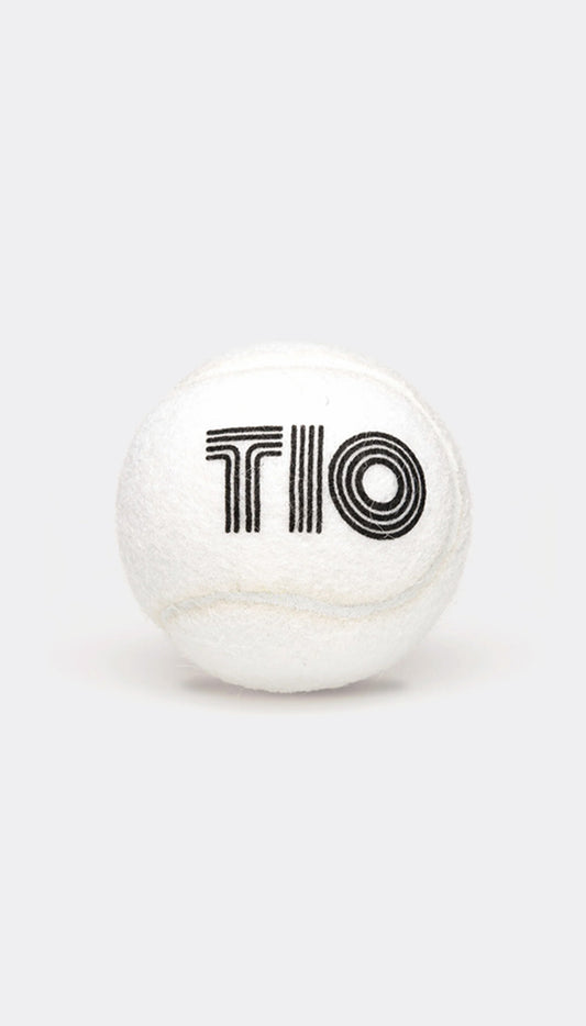 A single white padel ball with the brand name 'TIO TIO' printed in black.
