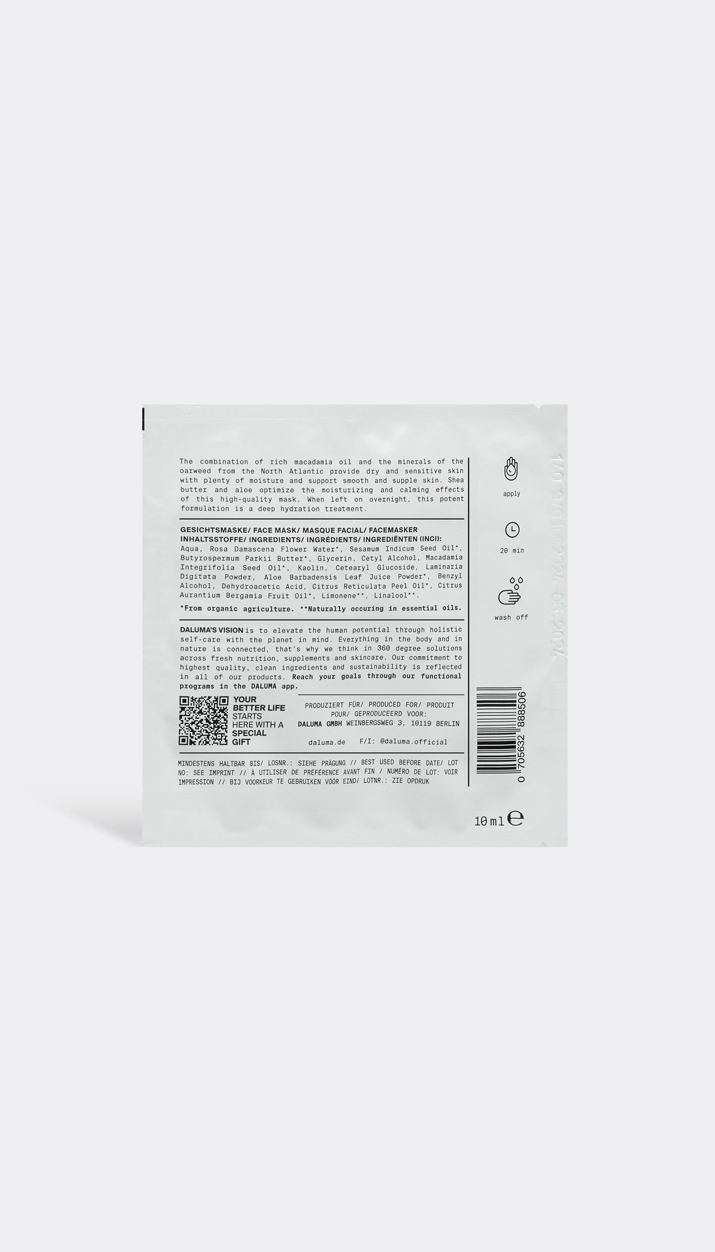 DALUMA Deep Hydration Mask with macadamia oil
