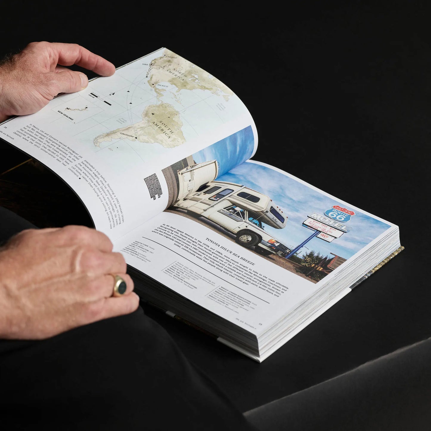 Pages of the Hit the Road travel book 