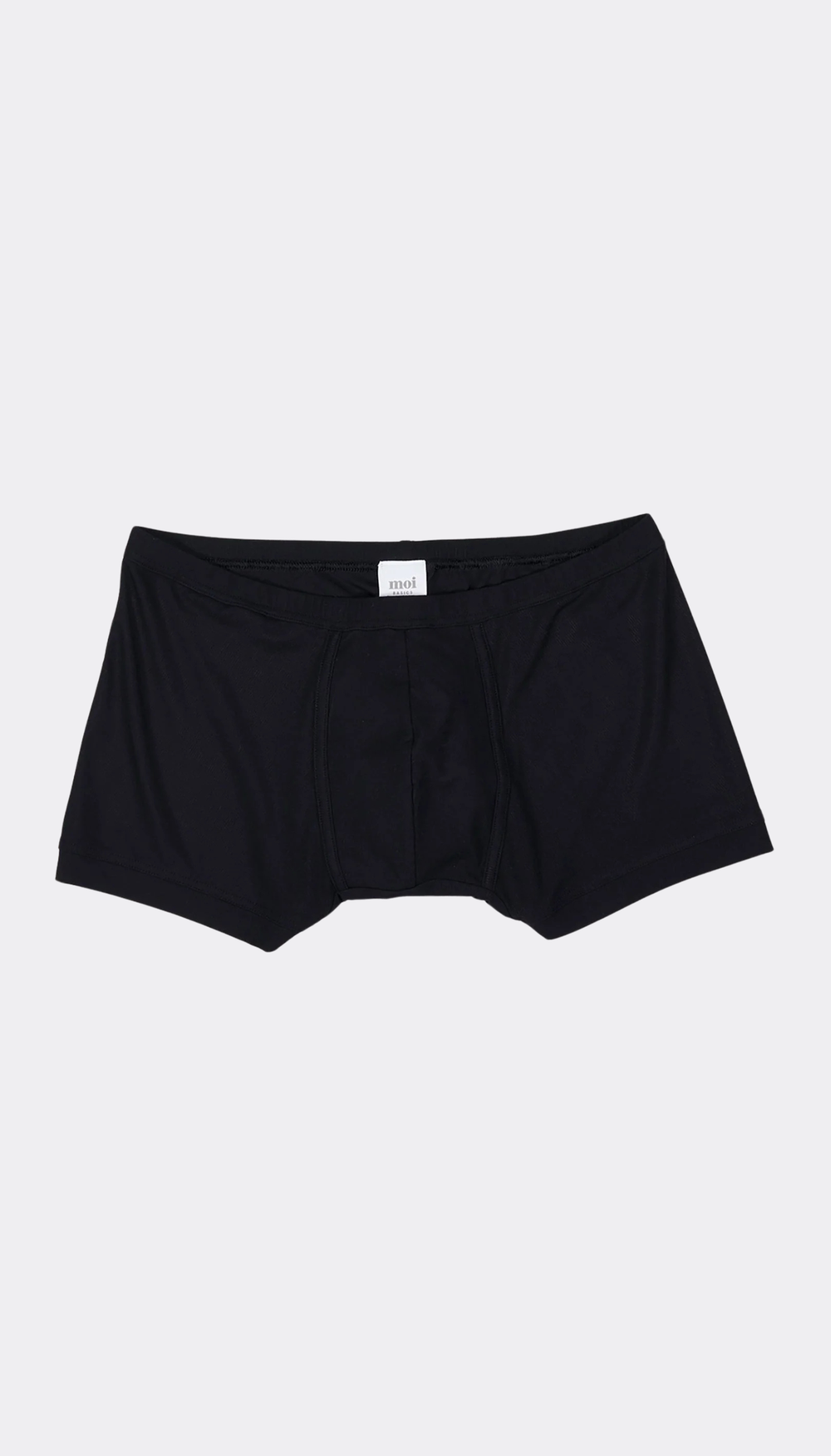 Black boxer briefs on a white background