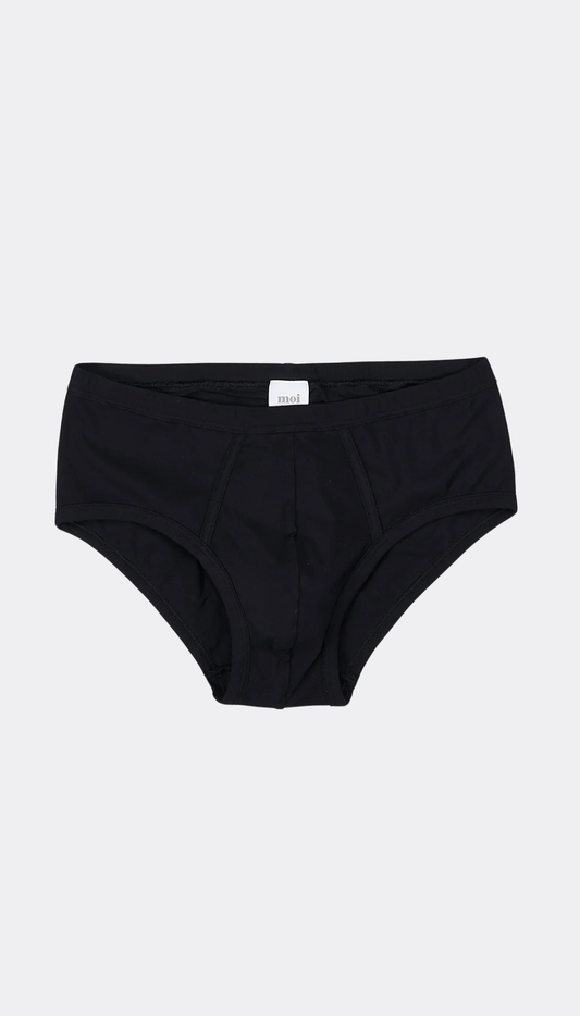 Black underwear on a light gray background