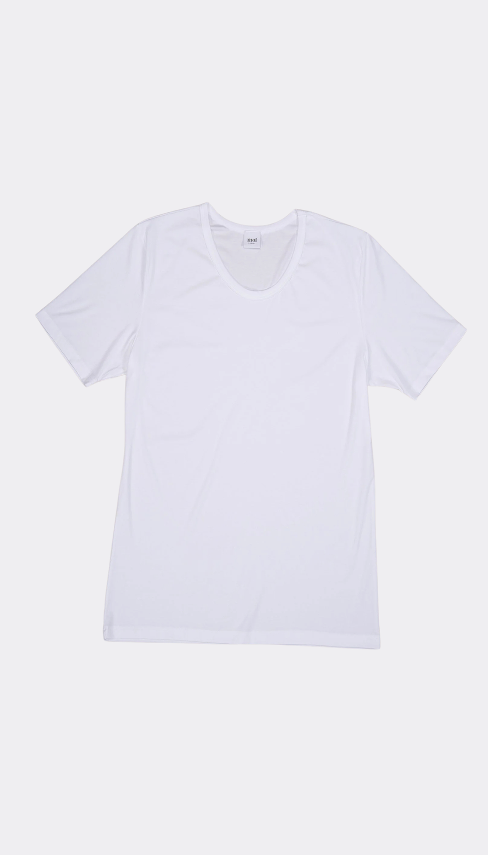 White t-shirt on a light gray background