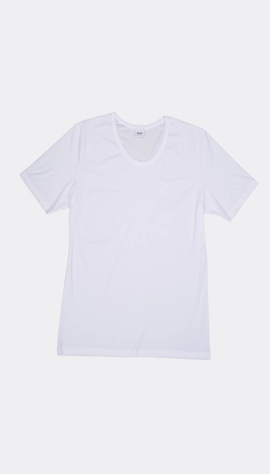 White t-shirt on a light gray background