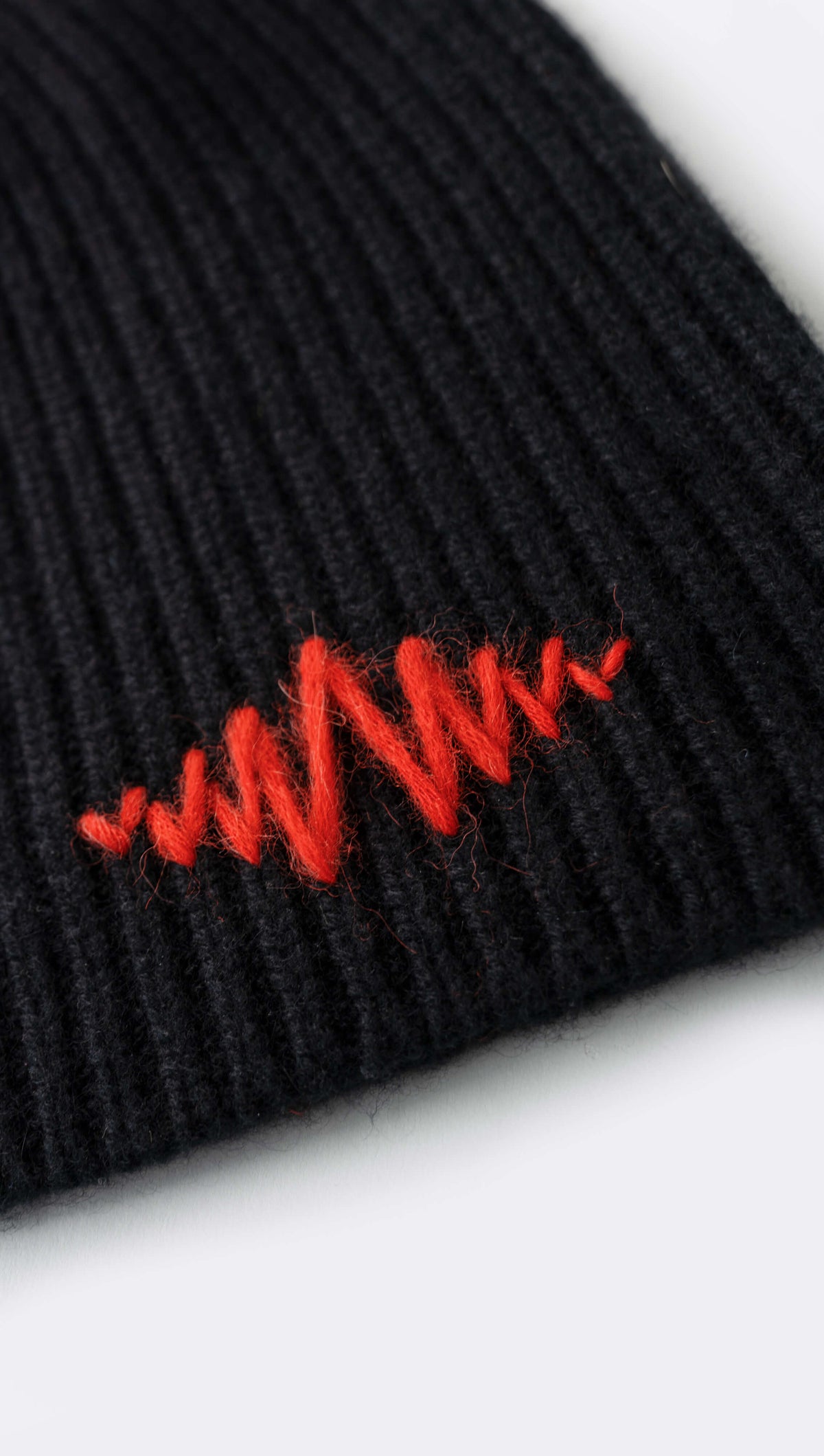 Red beanie detail shot
