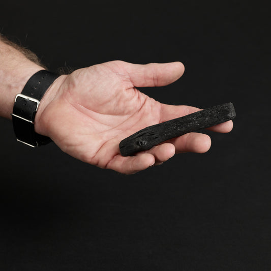 Binchotan water filter on hand